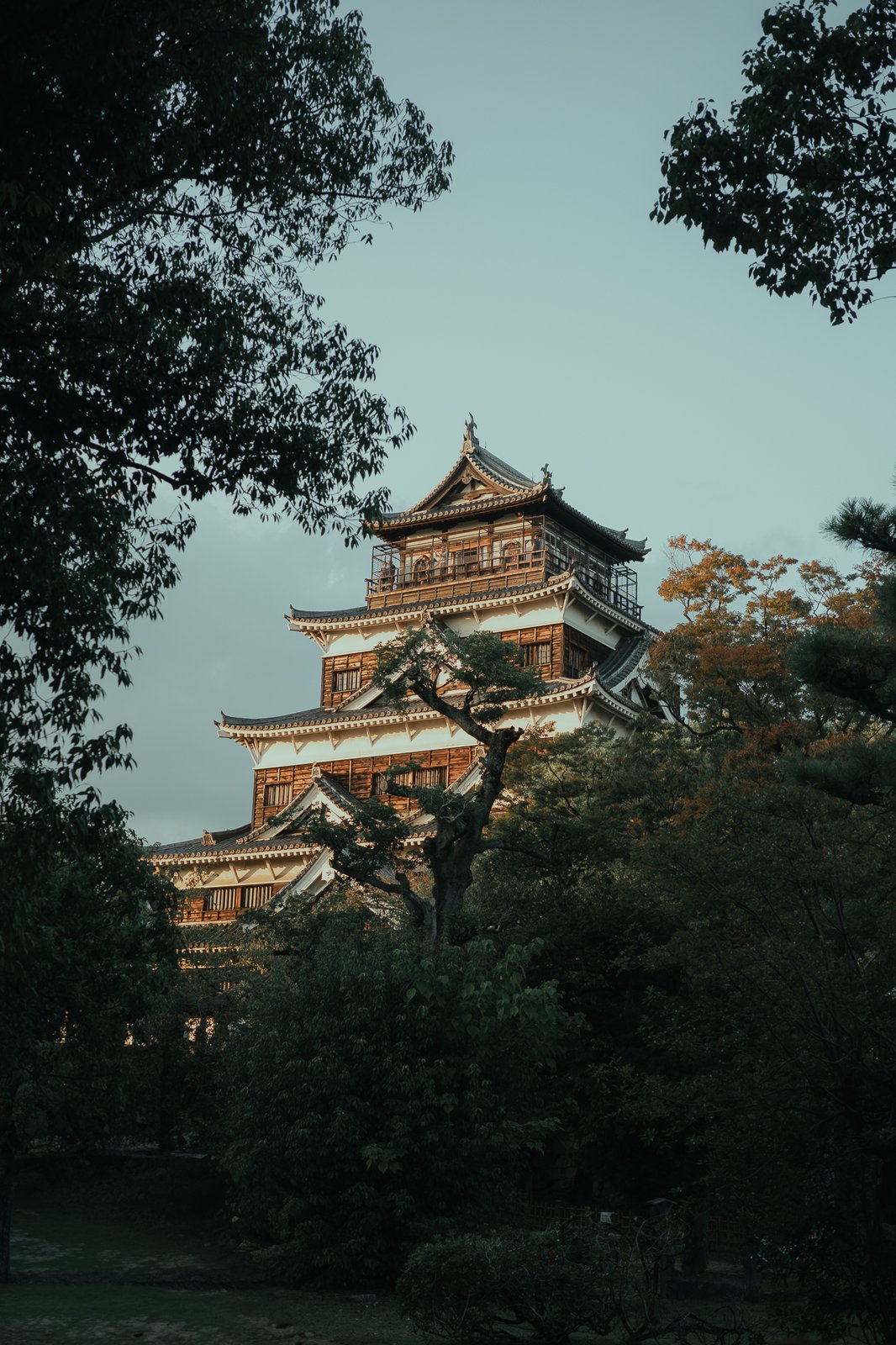 Château japonais entouré d'arbres
